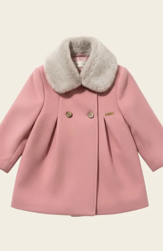 Abrigo de niña de paño Rosa