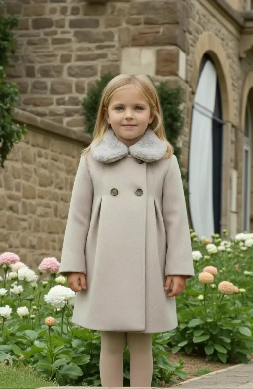 Abrigo niña paño Camel