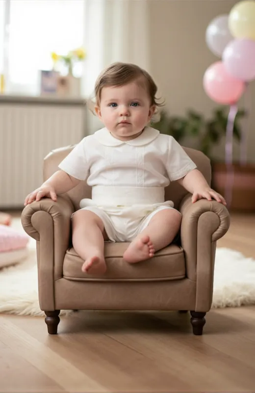 Traje niño Bautizo crudo con cuello bebé Fausto