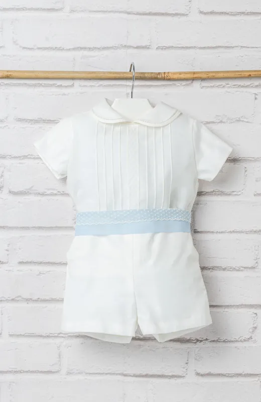Traje de niño de Bautizo con fajin celeste