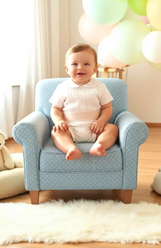 Traje de Bautizo de niño con fajín camel