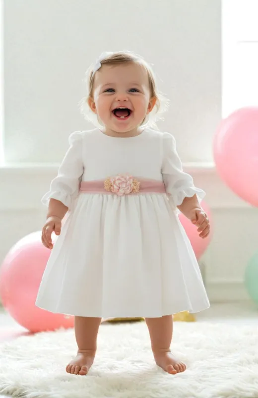 Vestido ceremonia niña bebé manga francesa Abril Vestido ceremonia niña bebé manga francesa Abril