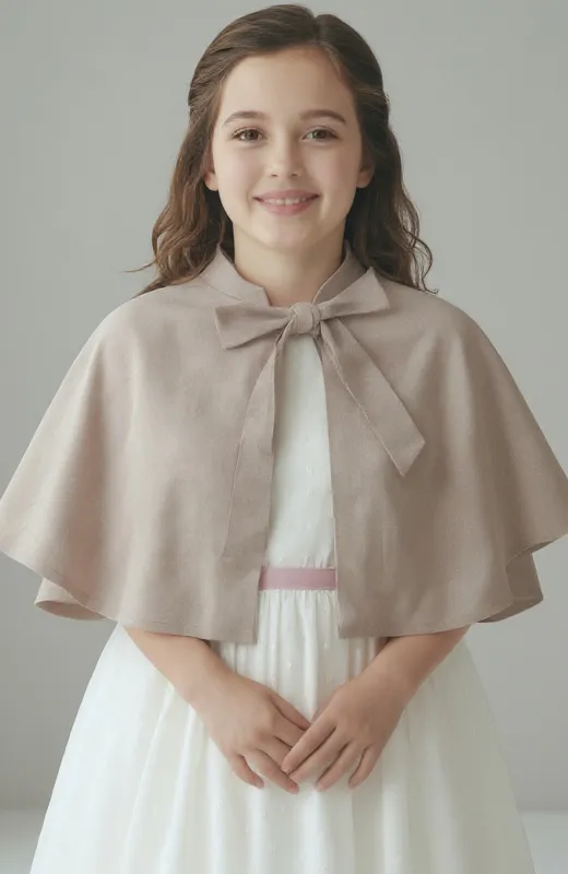 Capa ceremonia niña de lino color rosado Berlanga