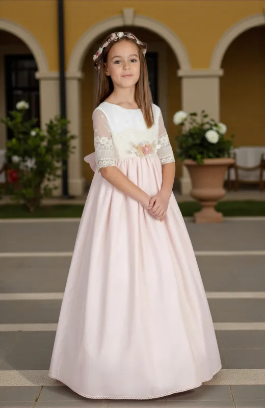 Vestido Comunión rosa Dalia