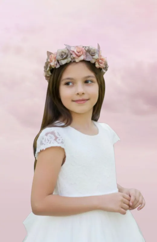 Corona niña Comunión rosa