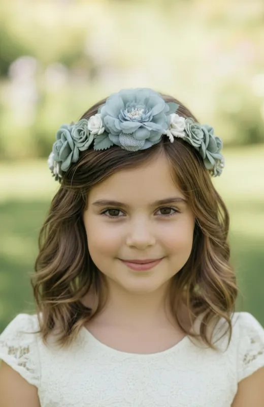 Corona niña Comunión verde