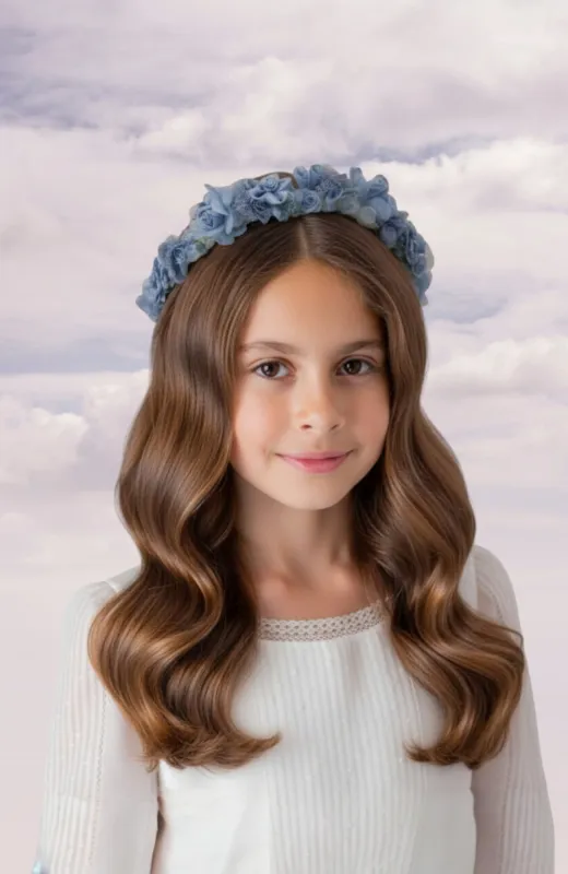 Corona niña Comunión azul