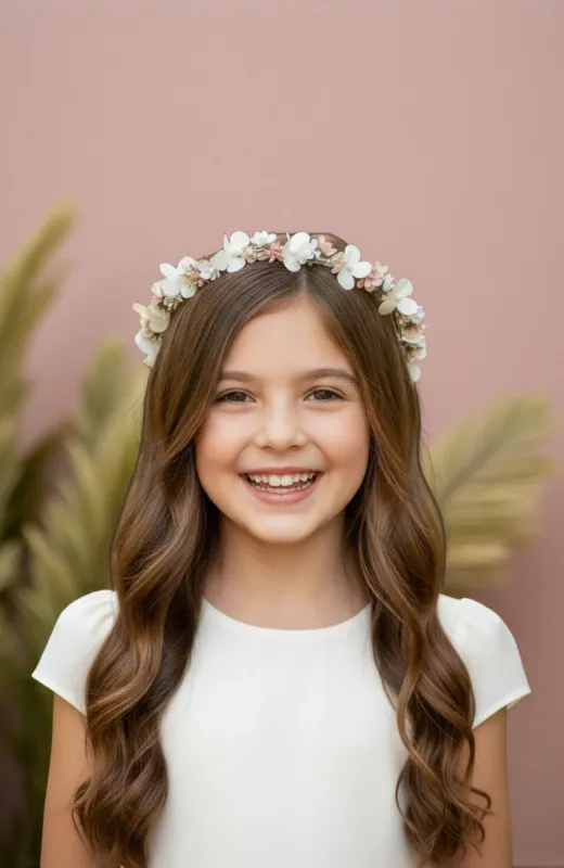 Corona niña Comunión con flores