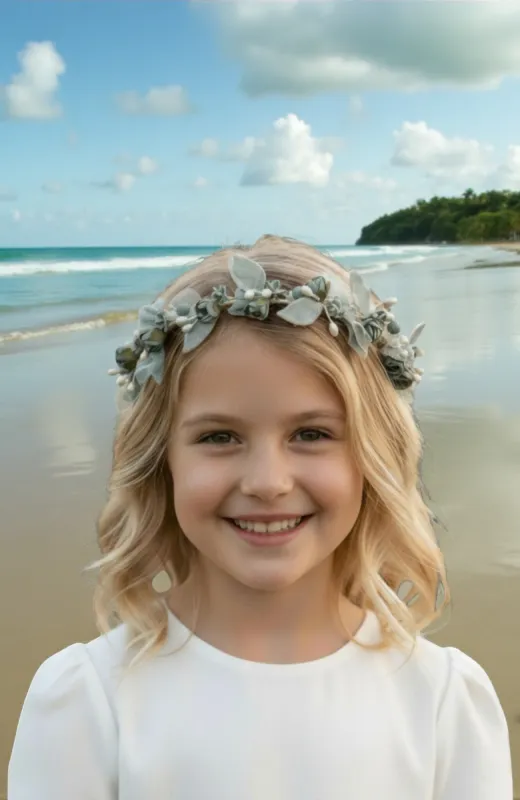 Corona niña Comunión verde