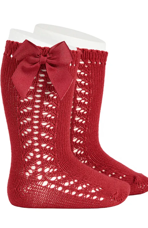 Calcetín alto calado lazo Condor rojo