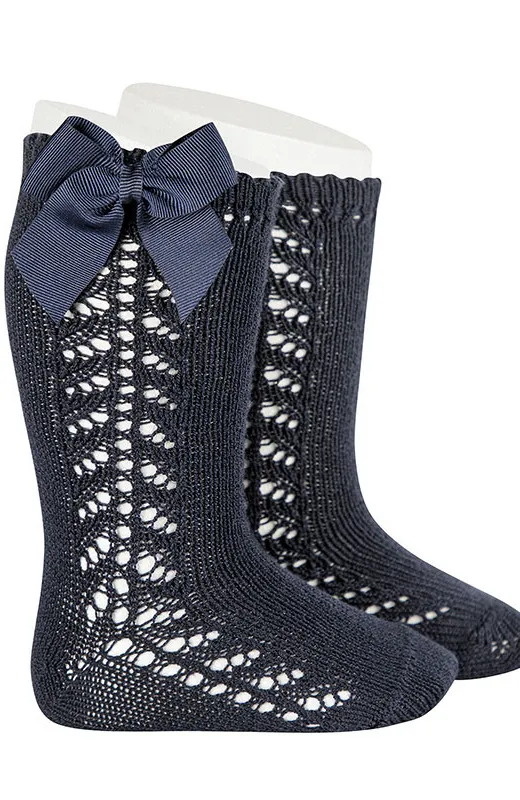 Calcetín alto calado lazo Condor Marino