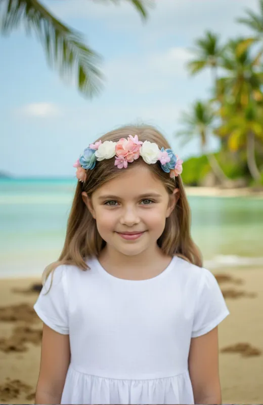 Corona niña Ceremonia flores multicolor