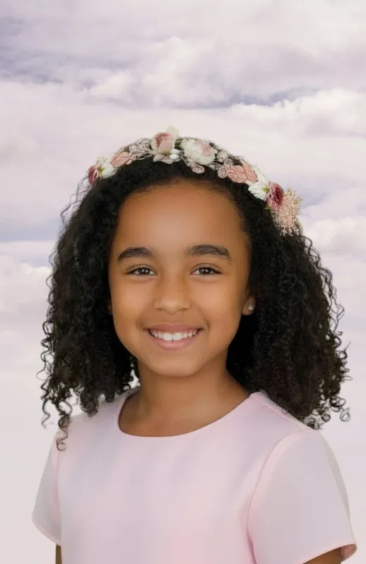 Corona niña Comunión rosa