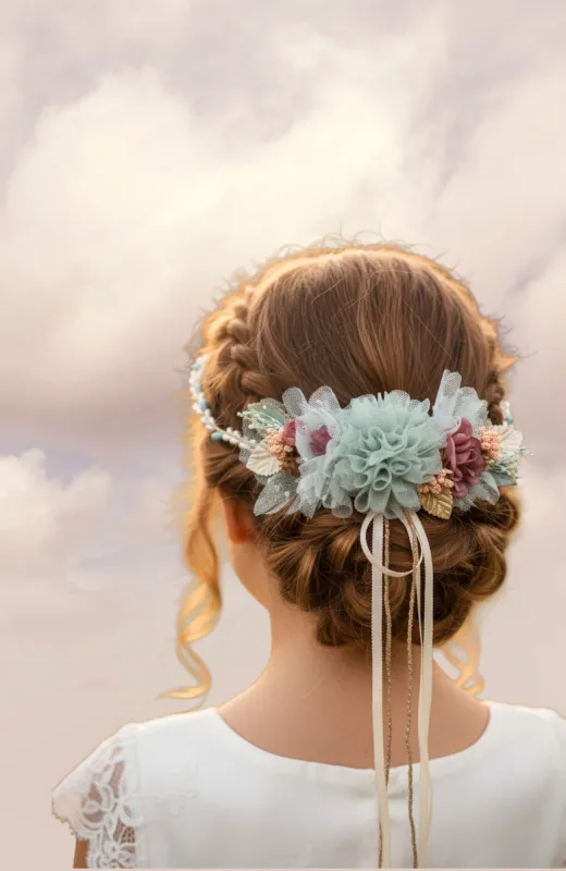 Corona niña Comunión verde