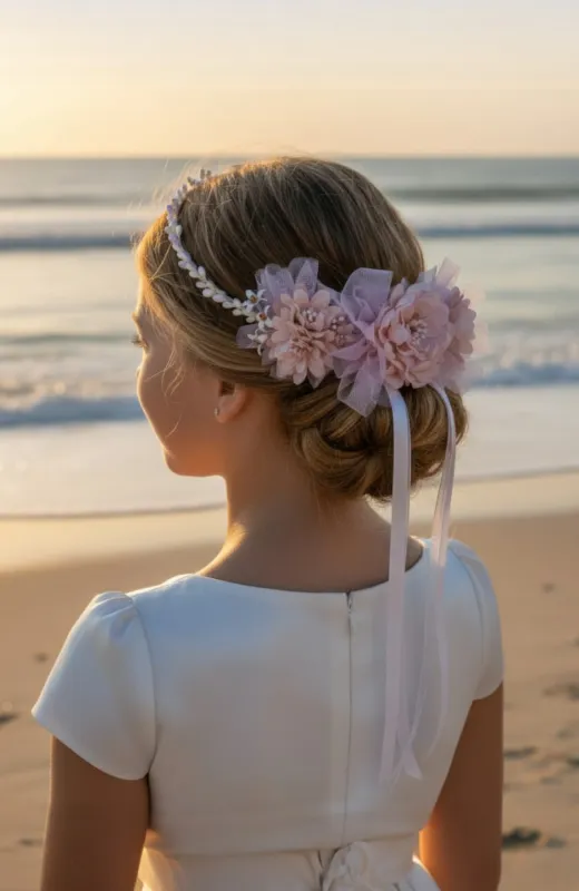 Corona niña Comunión lila