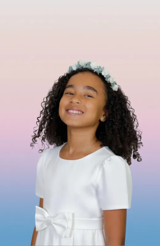 Corona niña ceremonia azul