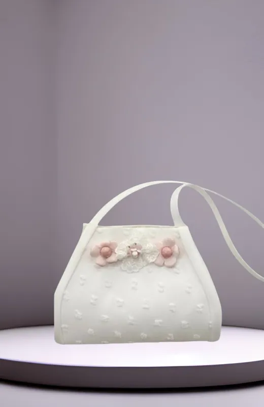 Limosnera Comunión plumeti detalle rosa