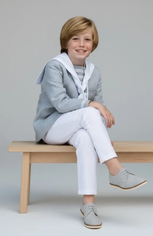 Zapatos niño vestir tejido lino gris Varones