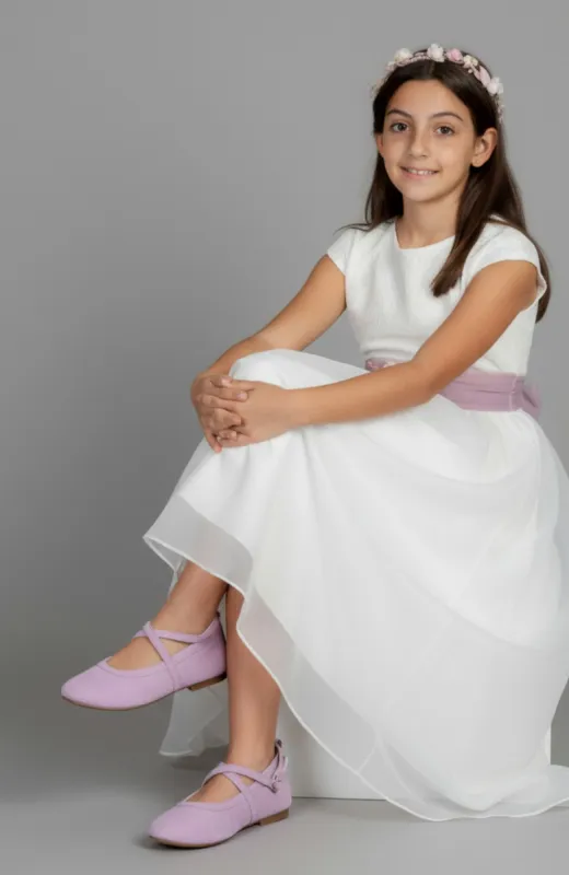 Zapatos de Comunión para niña de ante lila Ana