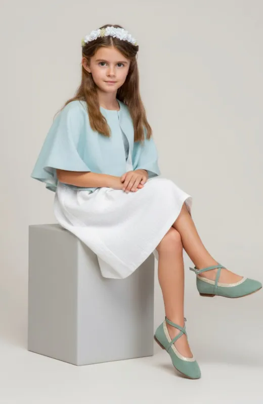 Zapatos de Comunión para niña de ante verde Ana