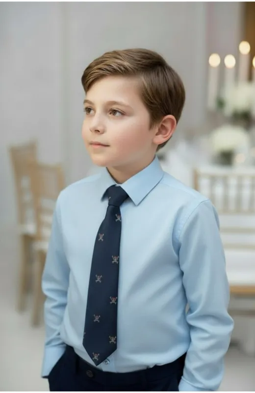 Camisa niño celeste puño doble