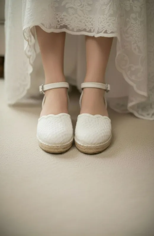 zapato niña Comunion esparteña crudo