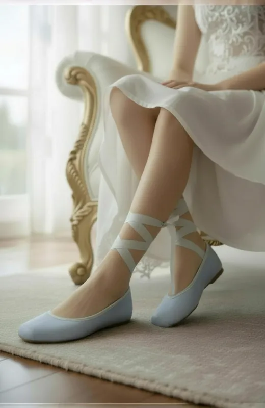 Zapatos niña Comunion tipo bailarina azul