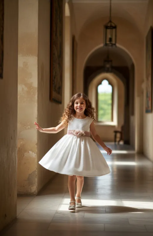 Vestido niña ceremonia Elsa fajin rosa