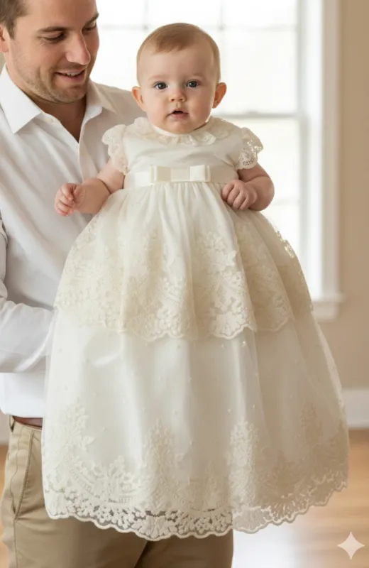 Faldón Bautizo con capota a juego bordado Chanel