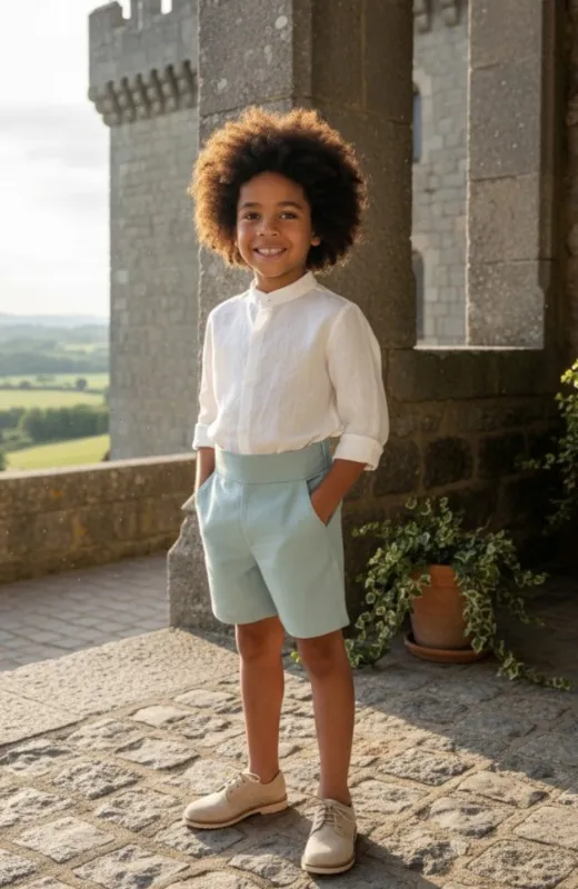 Conjunto niño lino ceremonia verde Gael