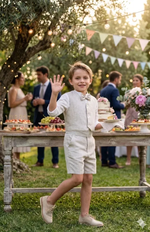 Traje de lino para niño de Arras tostado Kikito