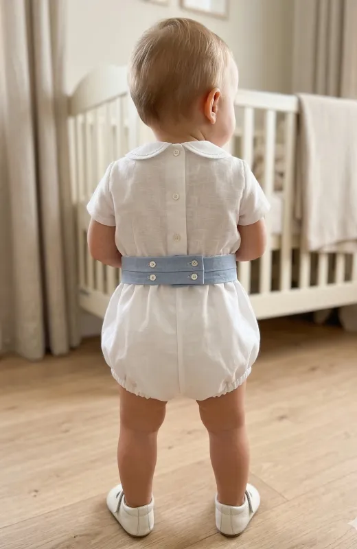 Traje Bautizo niño fajín azul Villanueva