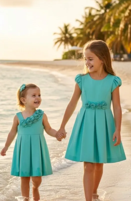 Vestido AbelandLula niña asimétrico Verdi