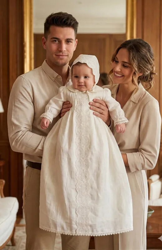 Faldon Bautizo Lino crudo Barbate