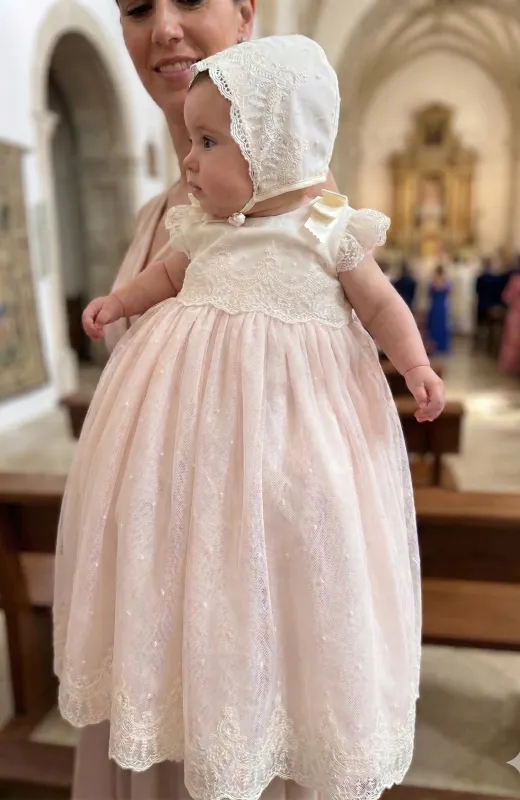 Faldón bautizo bordado bicolor Conil