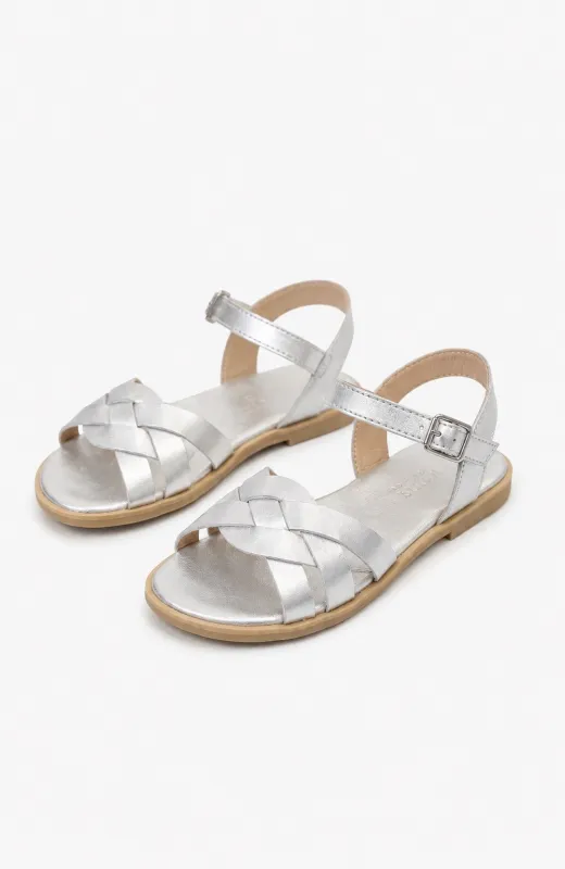 Sandalia niña plata Trenza