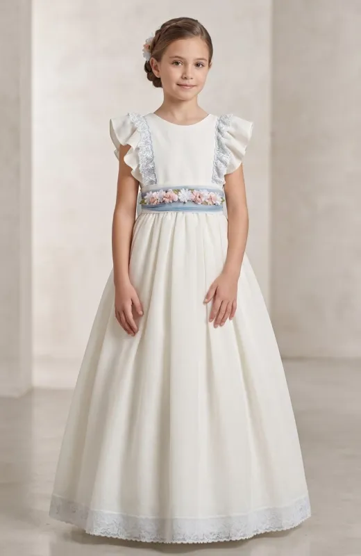 vestido de Comunión niña volantes en pechera Claude