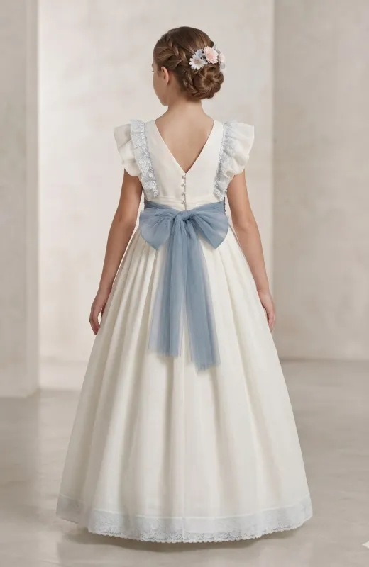 vestido de Comunión niña volantes en pechera Claude