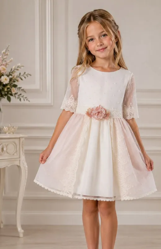 Vestido niña ceremonia rosa Quero