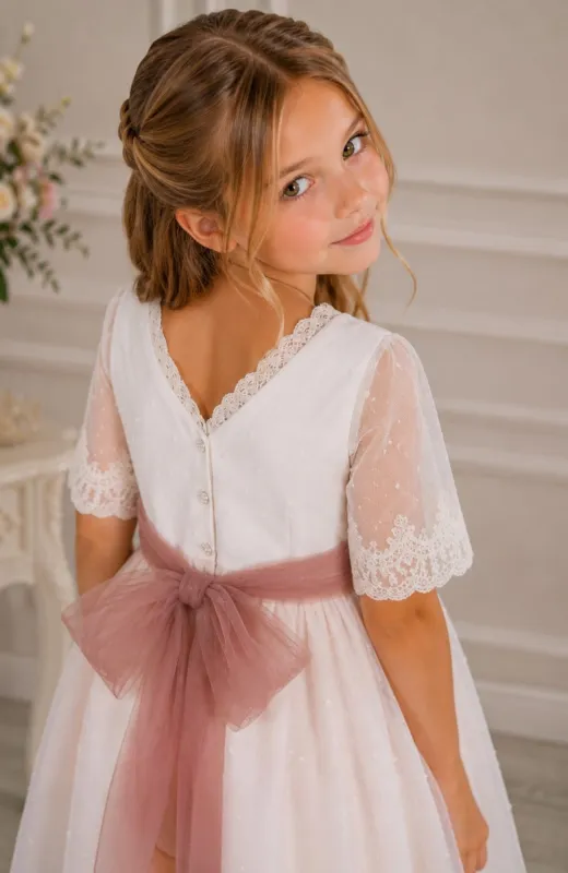Vestido niña ceremonia rosa Quero