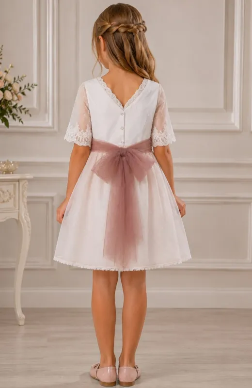 Vestido niña ceremonia rosa Quero