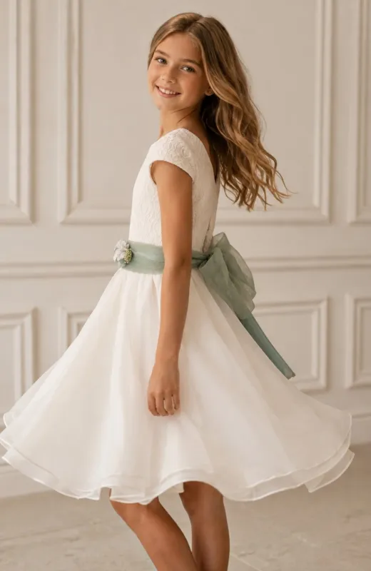 Vestido niña ceremonia fajin verde Yepes