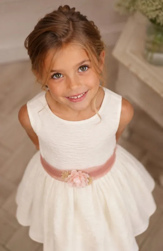 Vestido niña Ceremonia Bambula fajín rosa Yeti