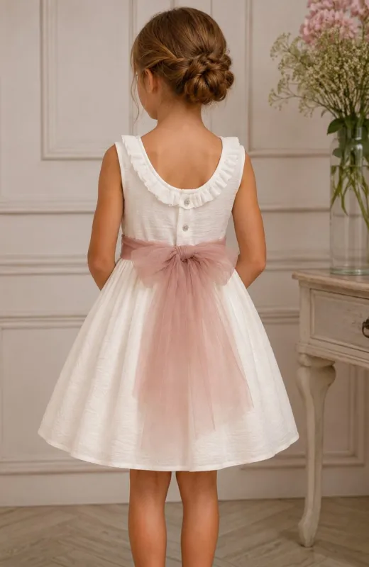 Vestido niña Ceremonia Bambula fajín rosa Yeti