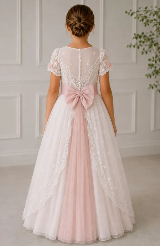 Vestido Comunión falda rosa Faro