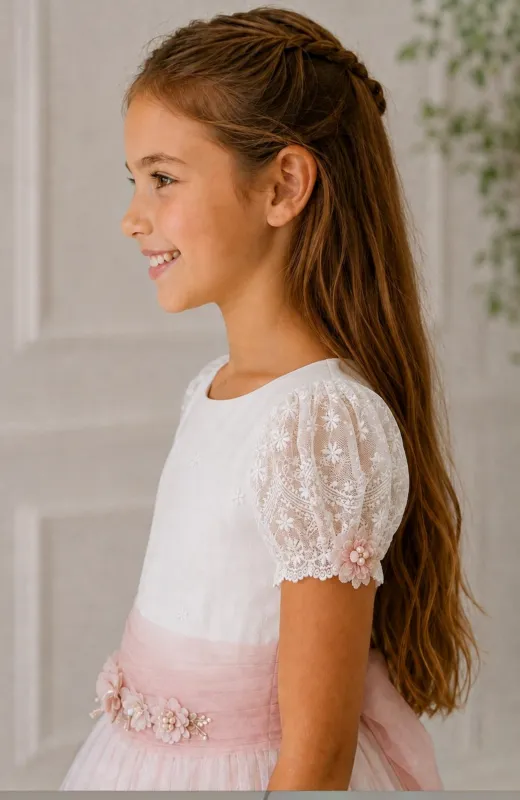 Vestido Comunión falda rosa Faro