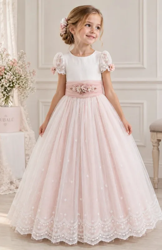 Vestido Comunión falda rosa Faro