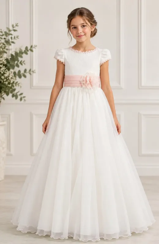 Vestido Comunion capa Marla fajin rosa Jade