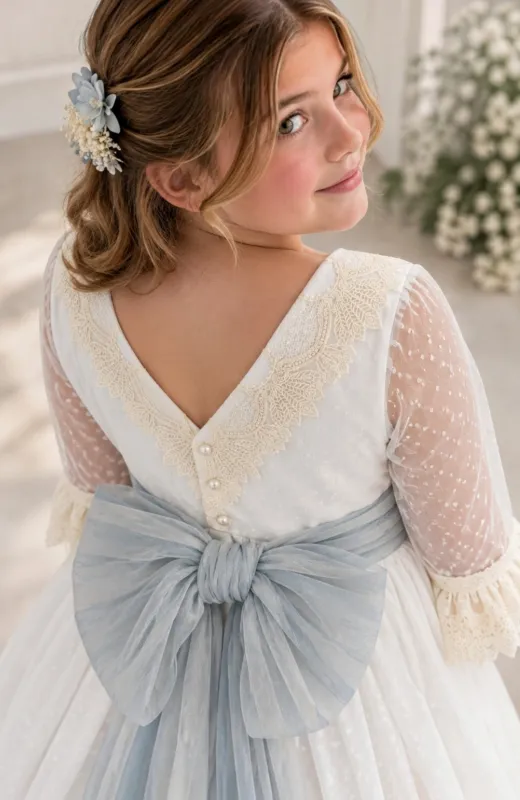Vestido Comunión outlet fajin celeste Miel
