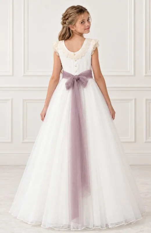 Vestido Comunión capa fajin morado Ponza